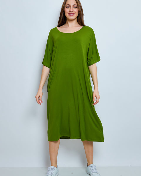 Robe unie aux manches courtes