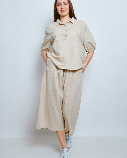 Haut avec boutons en lin et coton