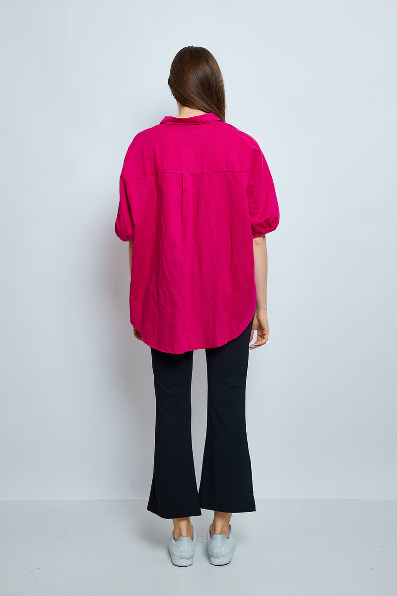 Haut avec boutons en lin et coton