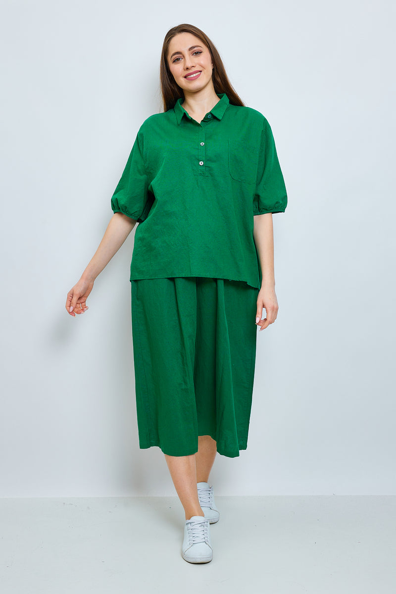 Haut avec boutons en lin et coton