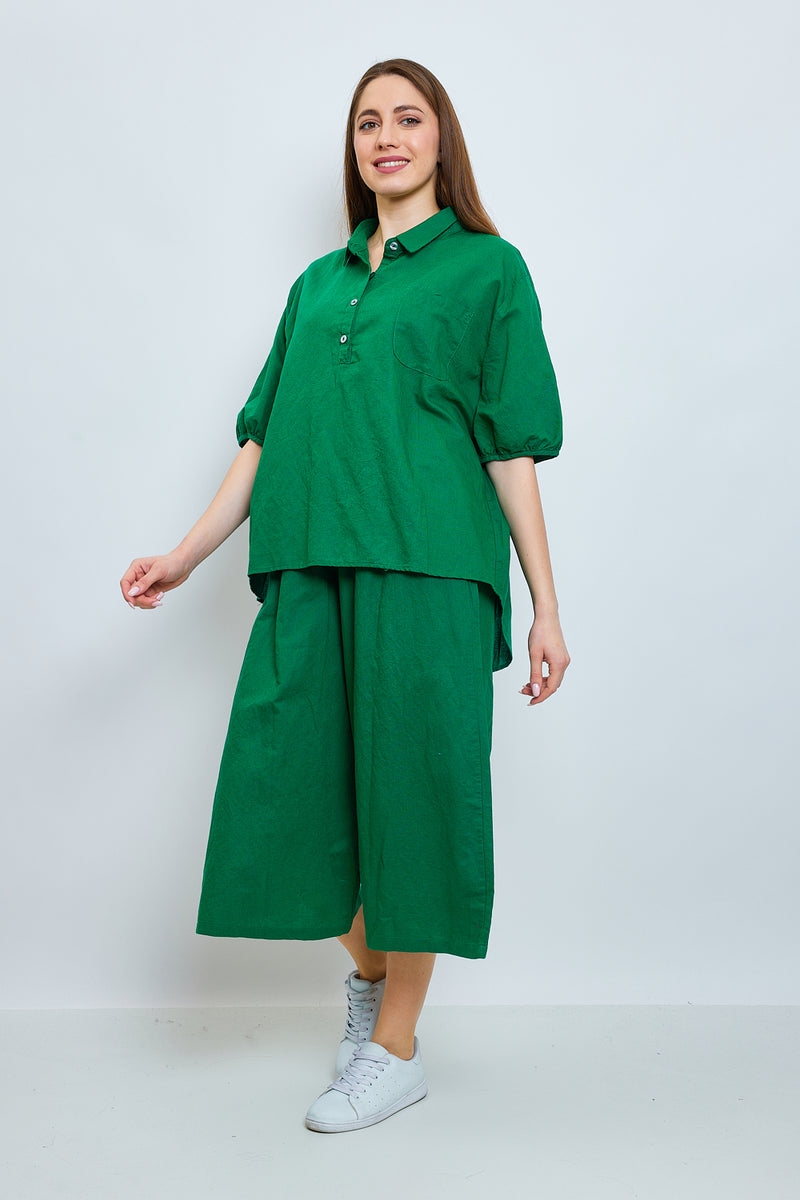 Haut avec boutons en lin et coton