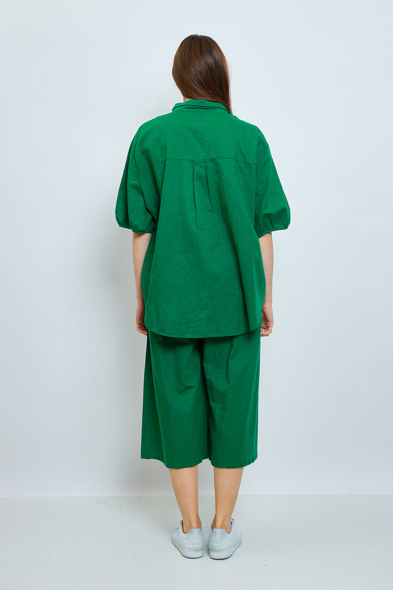 Haut avec boutons en lin et coton