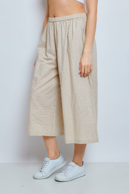 Wide linen and cotton pants