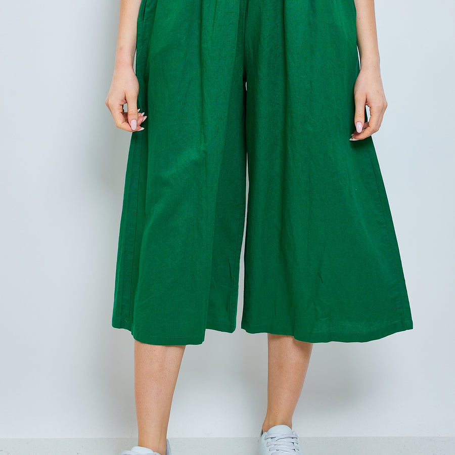 Pantalon wide en lin et coton