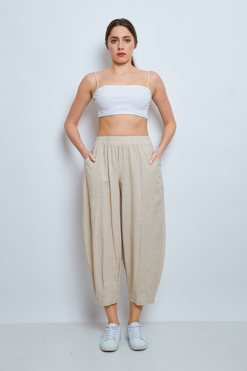 Pantalon loose en lin et coton