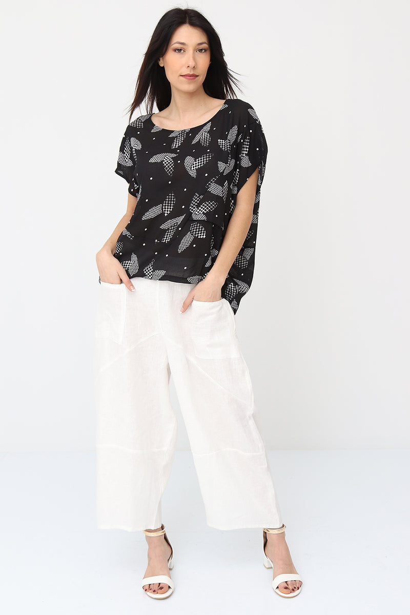 Haut sans manches aux feuilles quadrillées