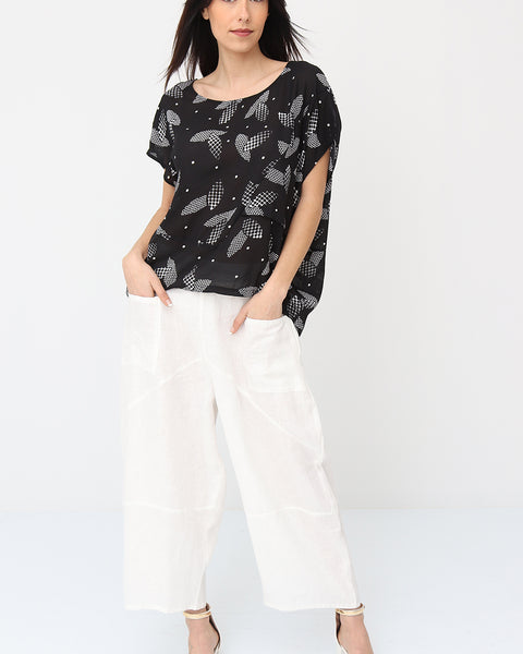 Haut sans manches aux feuilles quadrillées