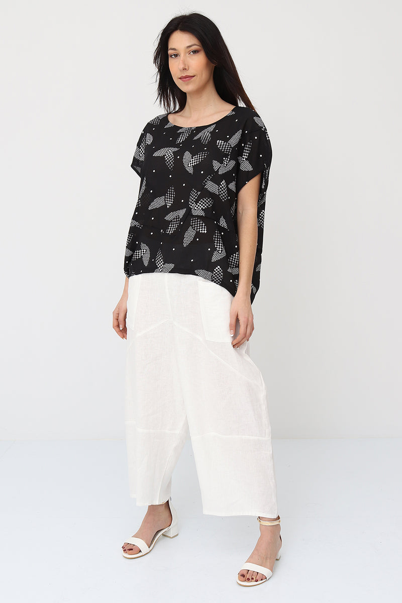 Haut sans manches aux feuilles quadrillées