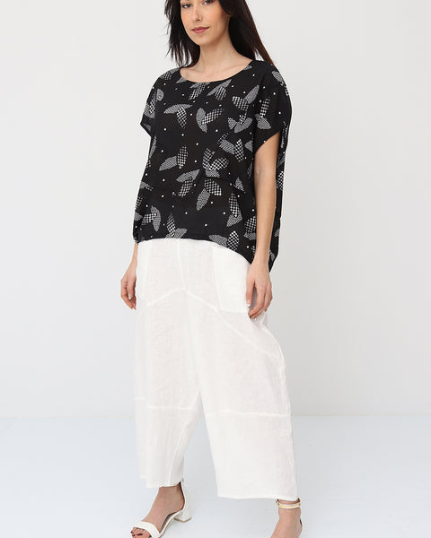 Haut sans manches aux feuilles quadrillées