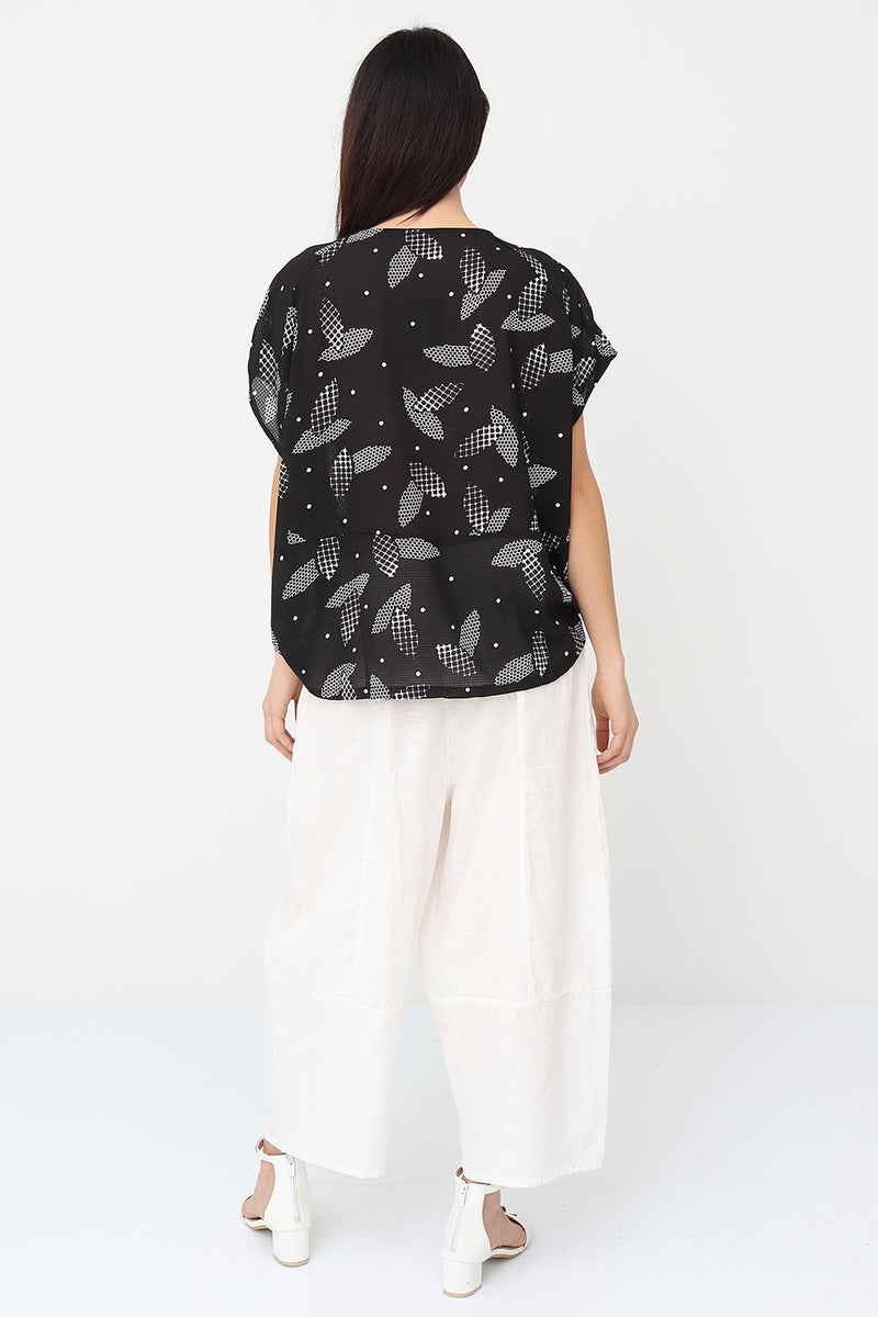 Haut sans manches aux feuilles quadrillées