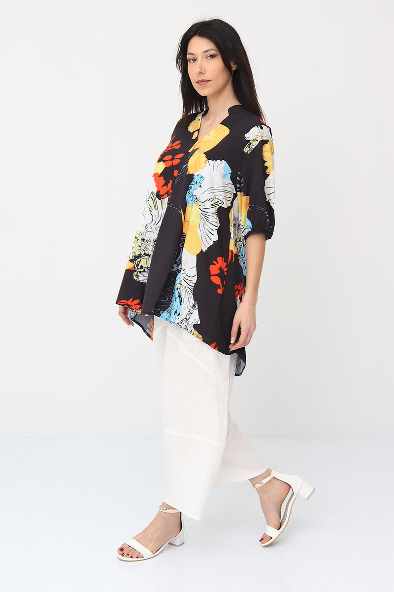 Blouse tunique à imprimé fleuri