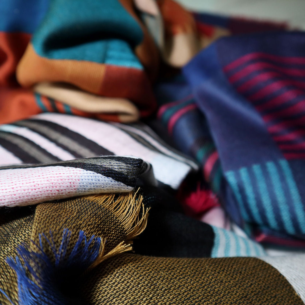 Checkered and lines scarf