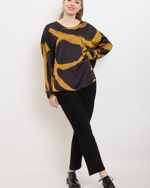 Blouse femme fluide noire et jaune