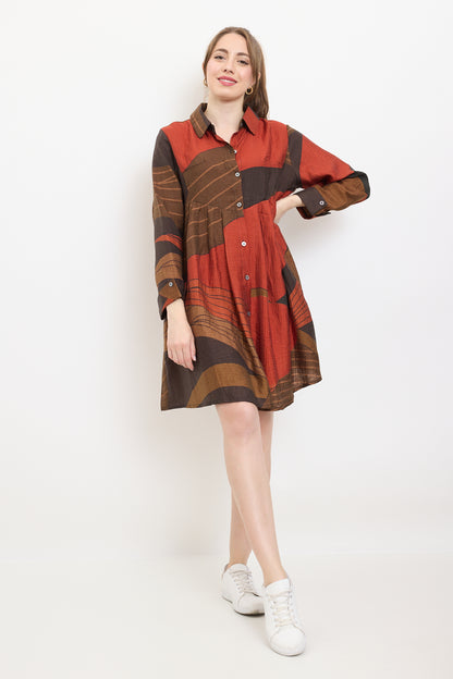 Brown and red mixed shape shirt