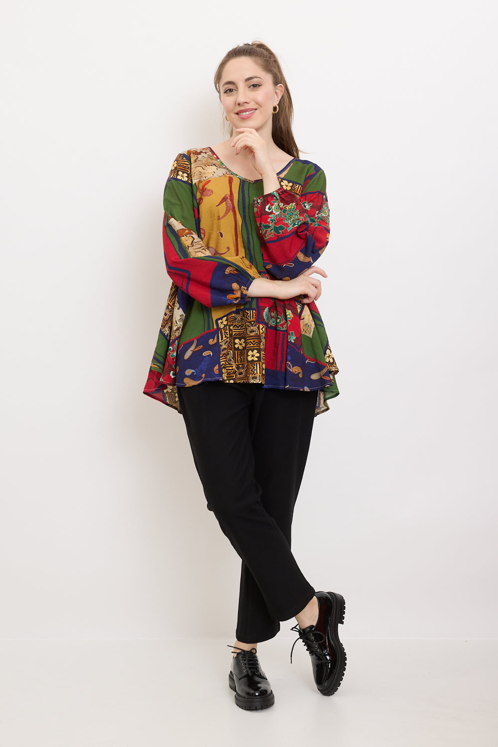 Paisley and floral print blouse