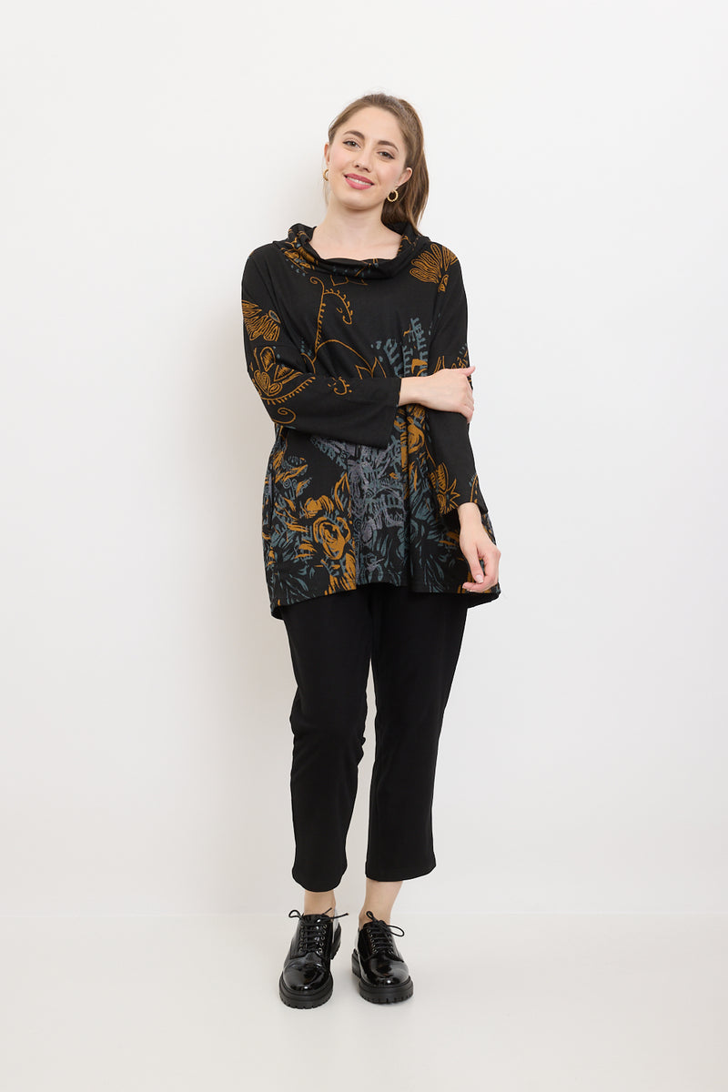 Blouse tunique à motifs fleurs sauvages