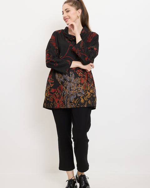 Blouse tunique à motifs fleurs sauvages