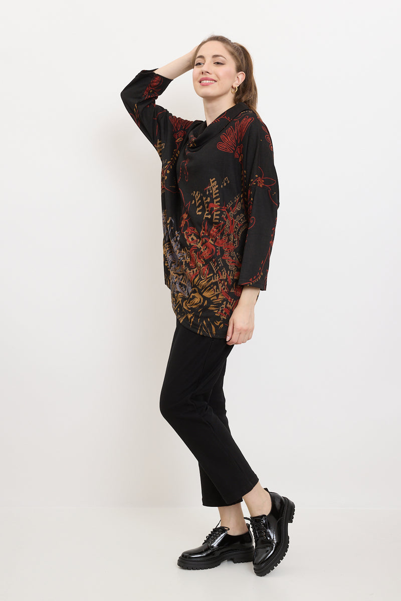 Blouse tunique à motifs fleurs sauvages