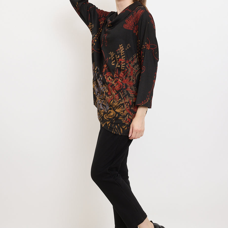 Blusa túnica con estampado de flores silvestres