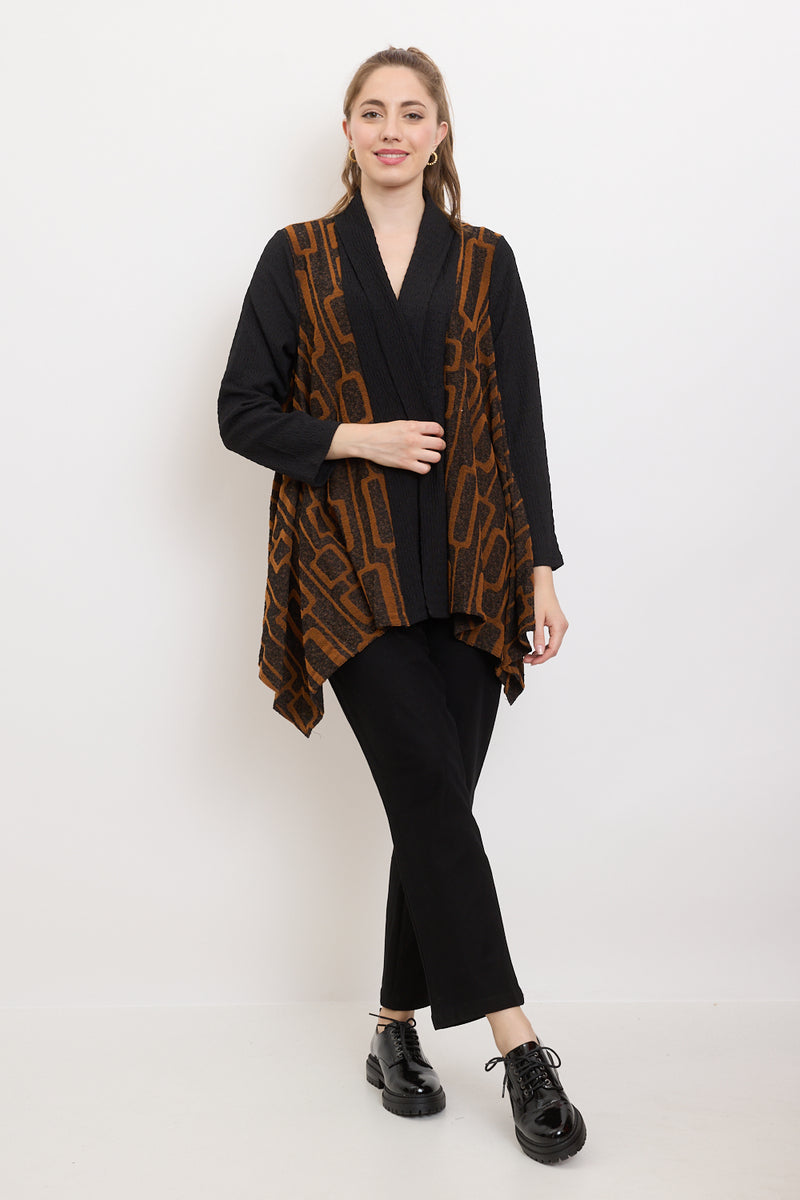 Veste à motifs rectangles reliés