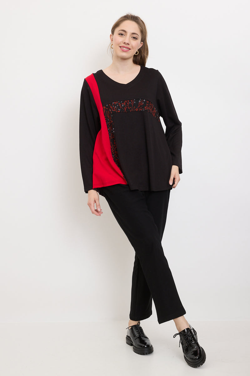 Blouse aux feuilles rouges et pappus blanches