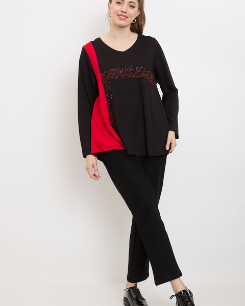 Blouse aux feuilles rouges et pappus blanches