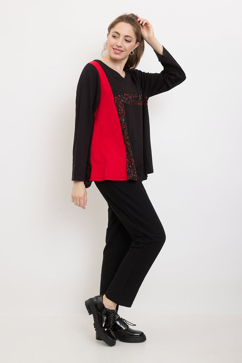 Blouse aux feuilles rouges et pappus blanches