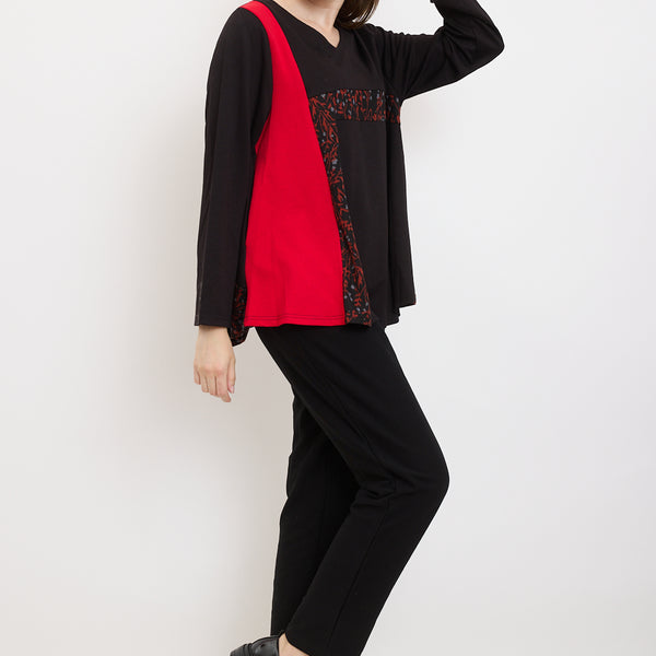 Blouse aux feuilles rouges et pappus blanches