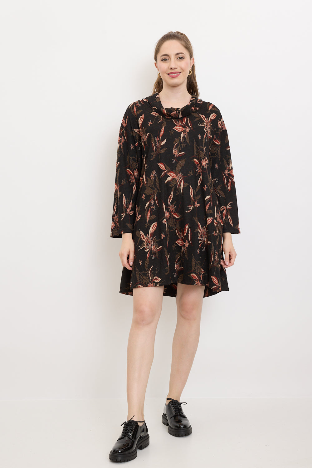 Tunic dress with fall floral patterns