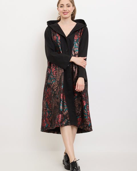 Manteau à capuche aux motifs pierreux