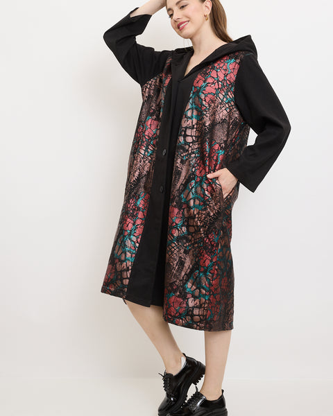 Manteau à capuche aux motifs pierreux